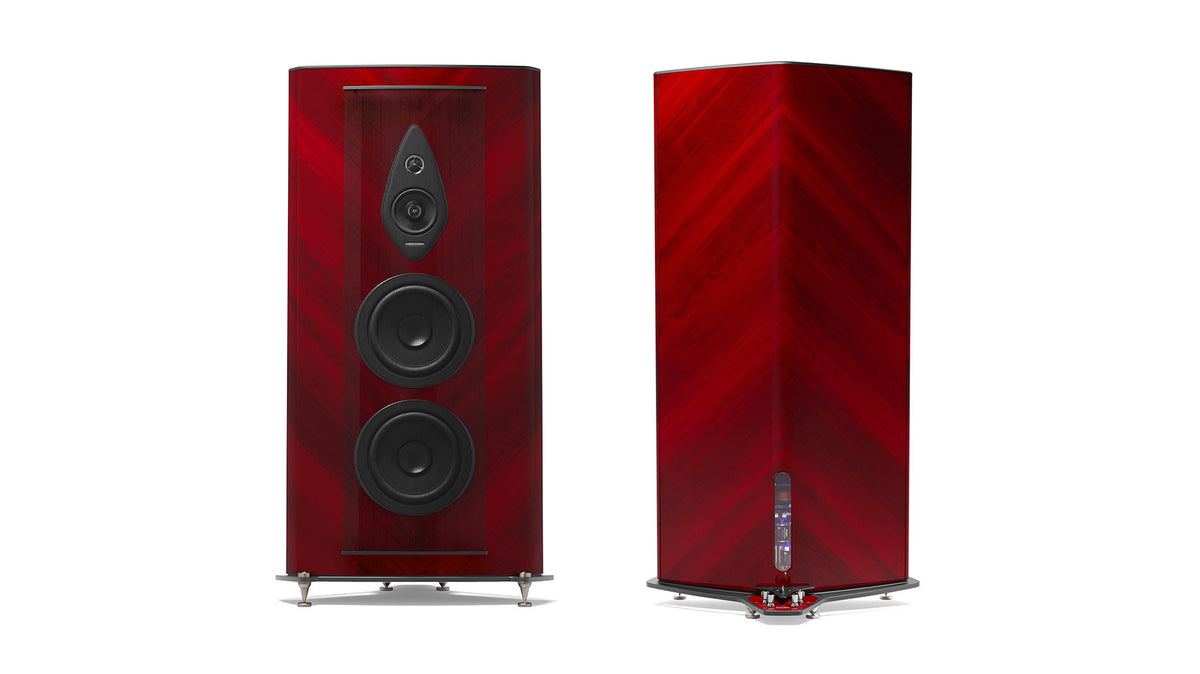 Sonus Faber Stradivari G2 in Violin Red, front and side
