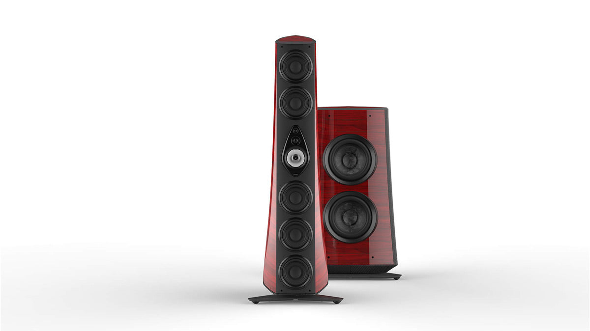 Sonus Faber Suprema in Red High Gloss, front and side