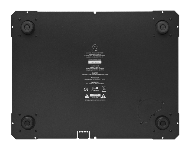 Linn LP12 Trampolin baseboard, underside view showing three feet.
