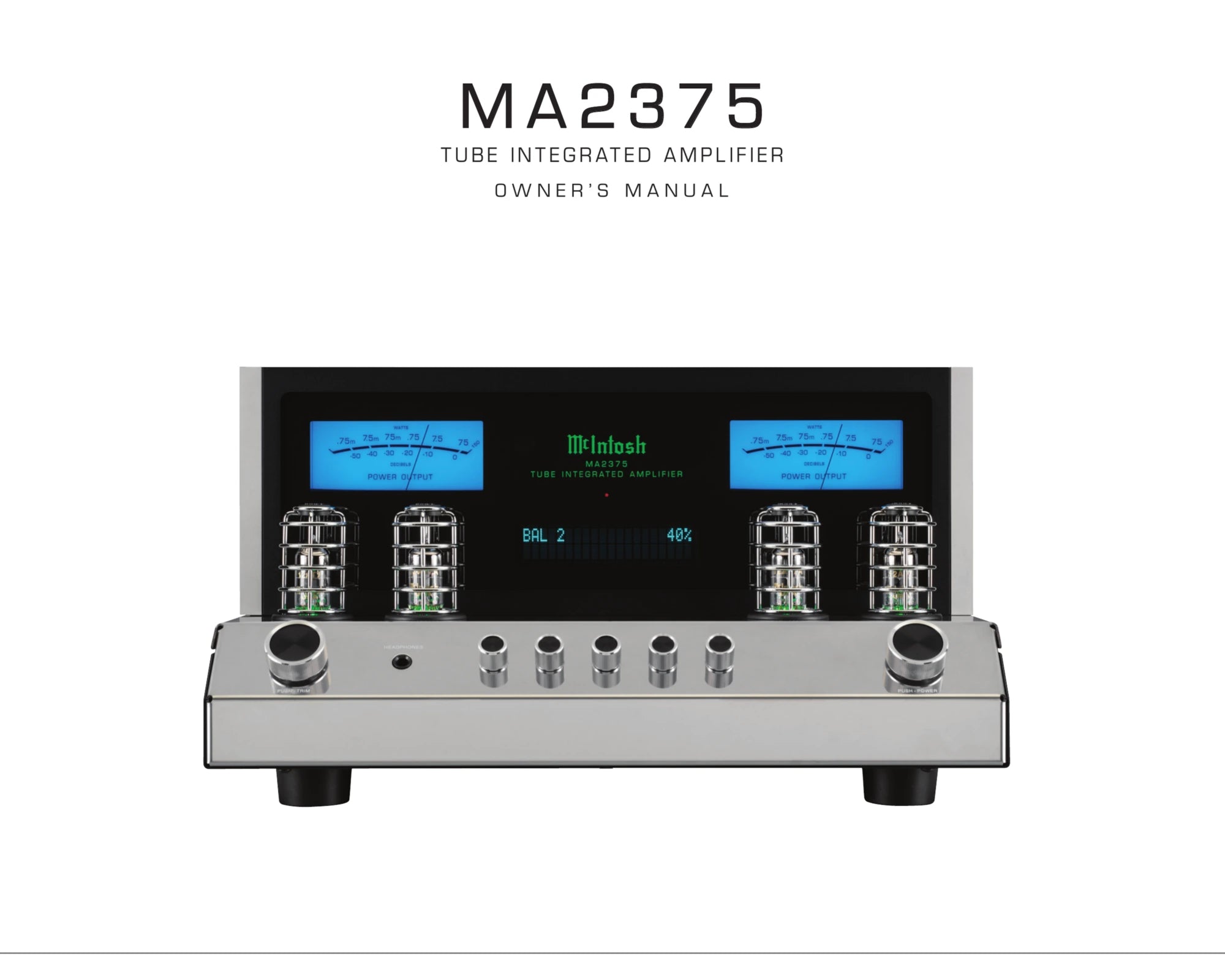 McIntosh MA2375 owner's manual cover with the model title and a front view of the vacuum tube integrated amplifier